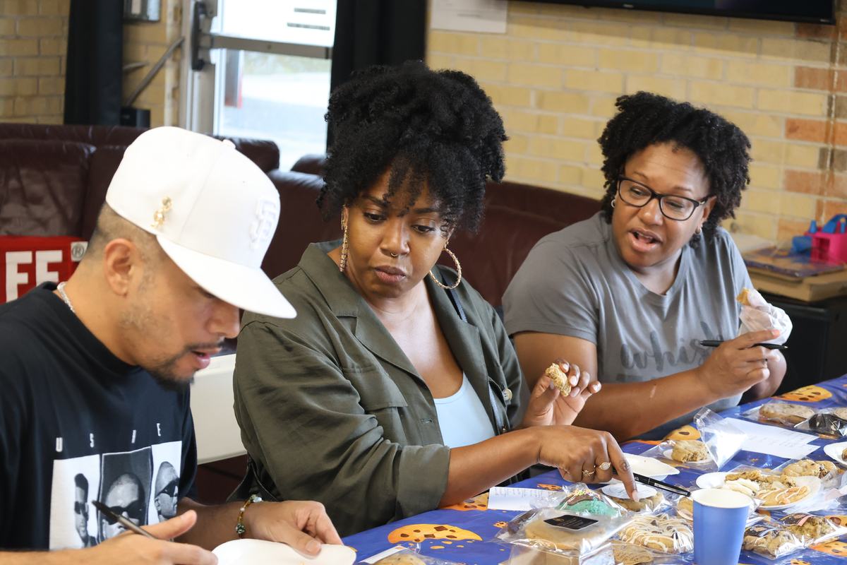 The three judges tasting