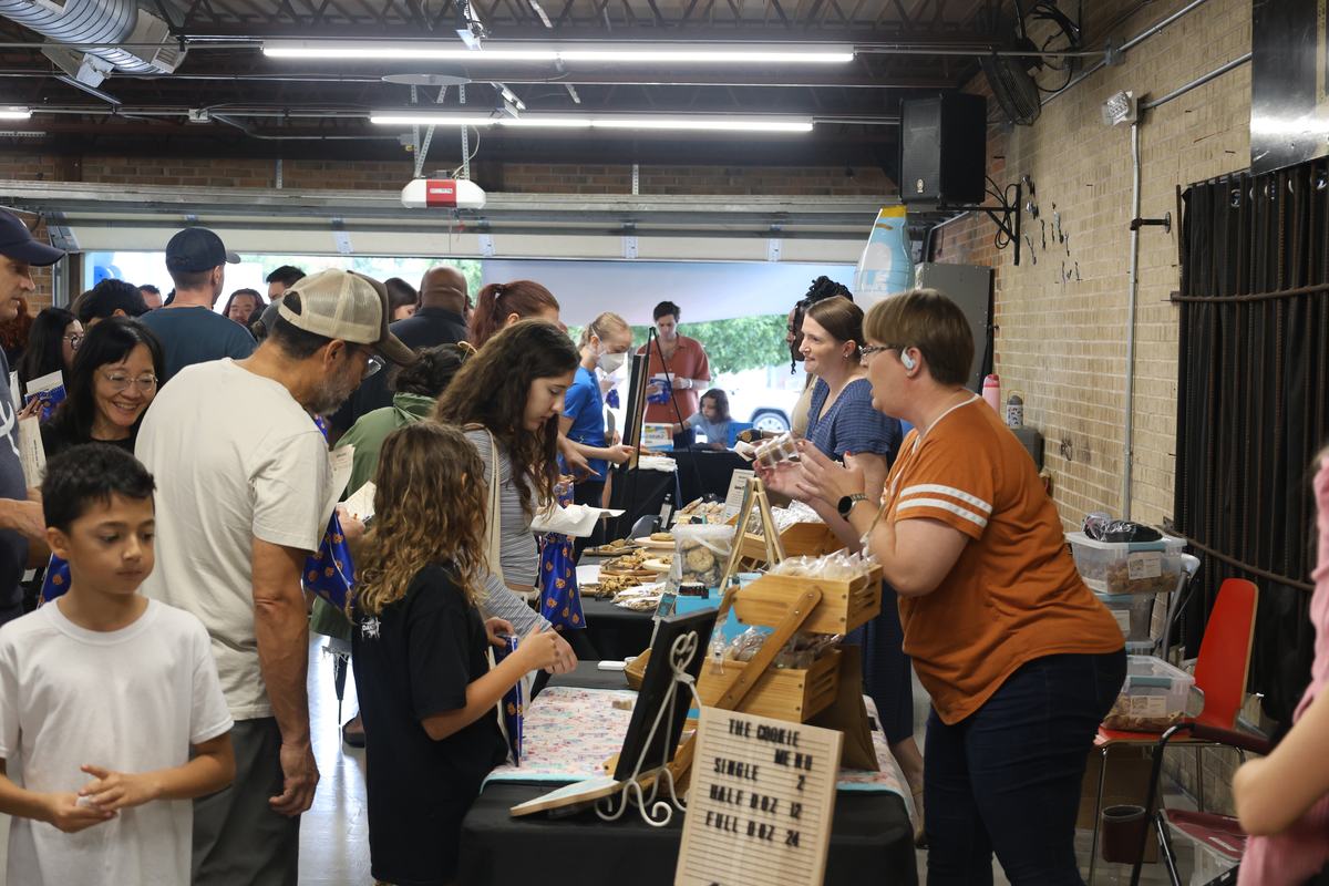 Kids and families at the baker tables